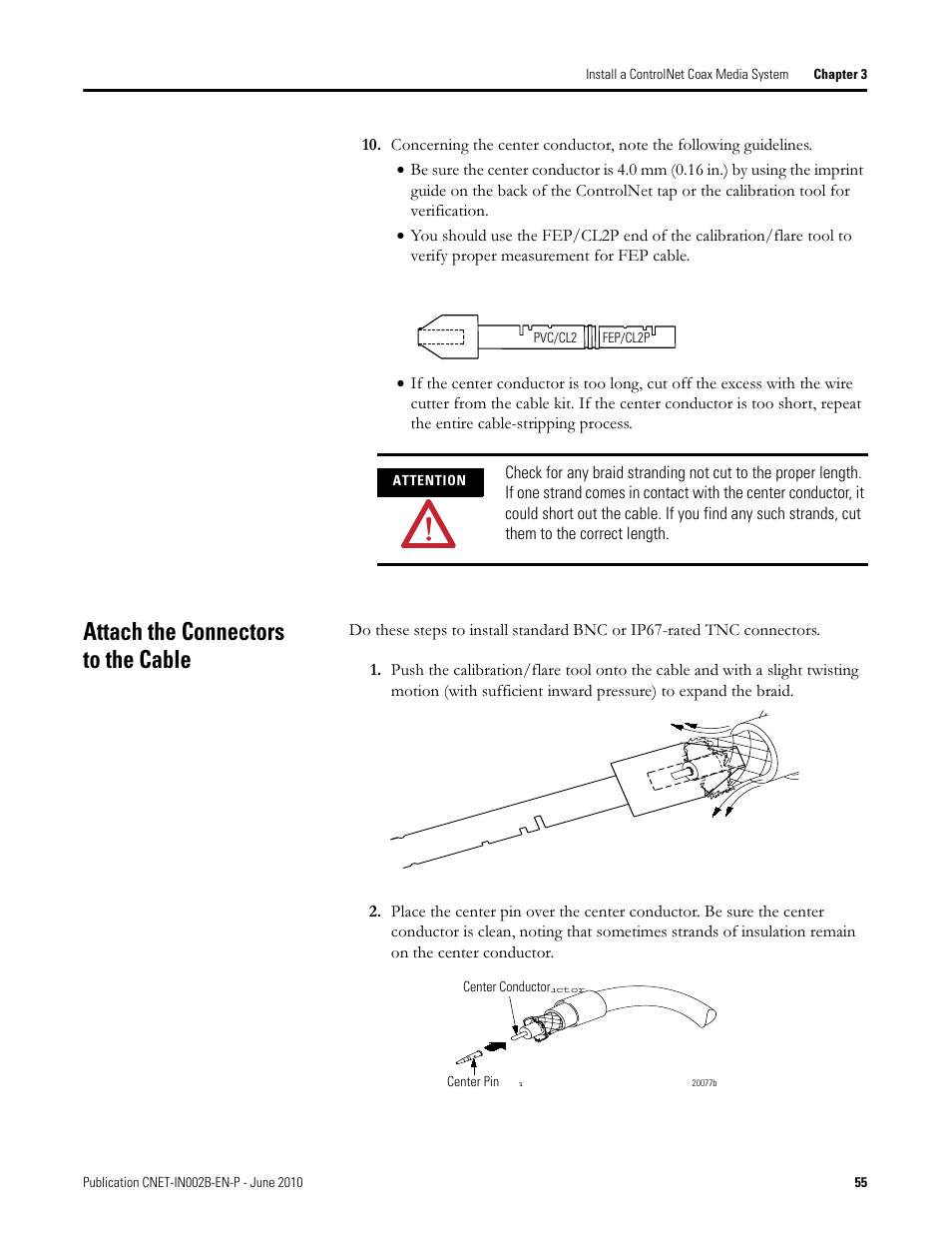 Attach the connectors to the cable | Rockwell Automation 1786-series ControlNet Coax Media Planning and Installation Guide User Manual | Page 55 / 80