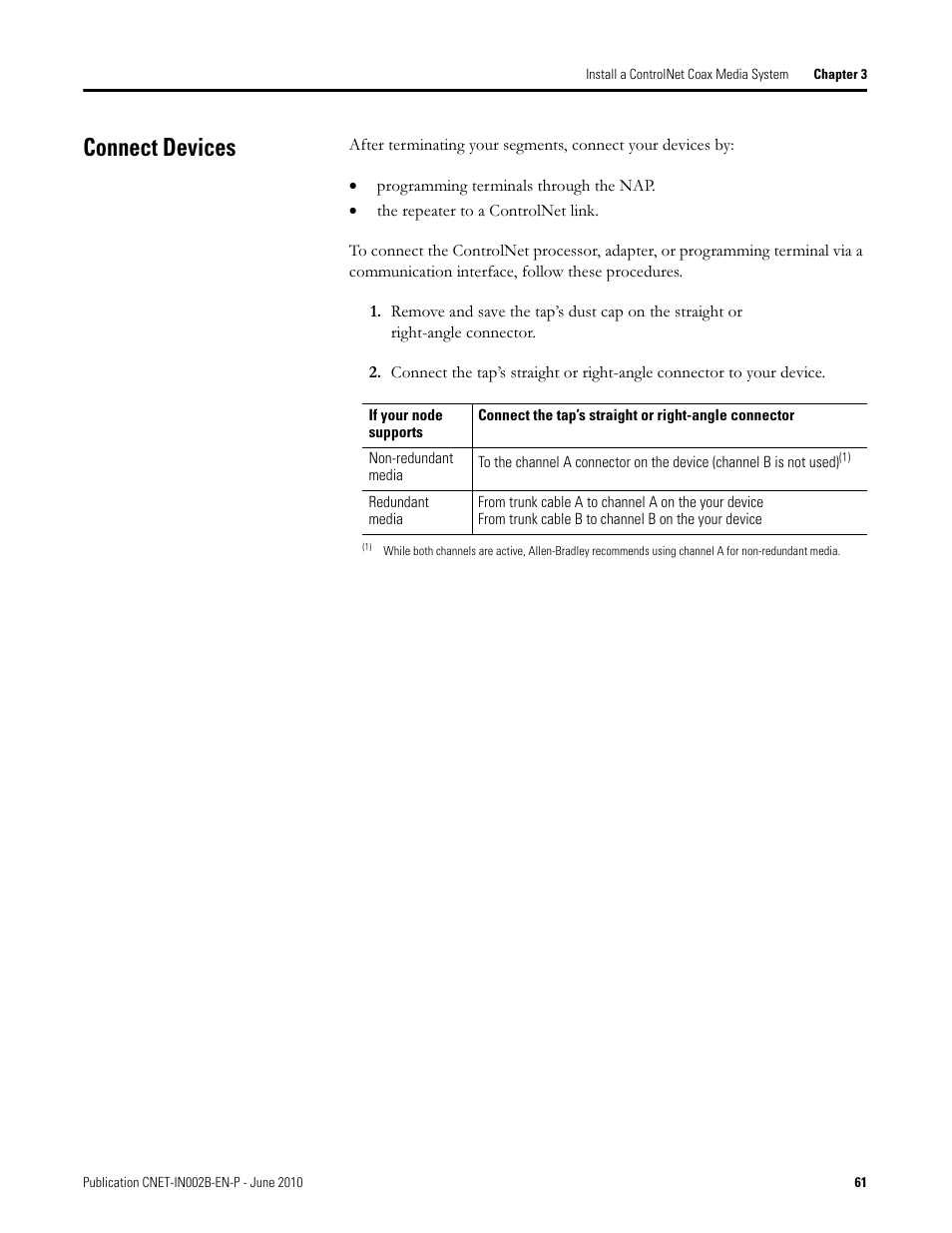 Connect devices | Rockwell Automation 1786-series ControlNet Coax Media Planning and Installation Guide User Manual | Page 61 / 80