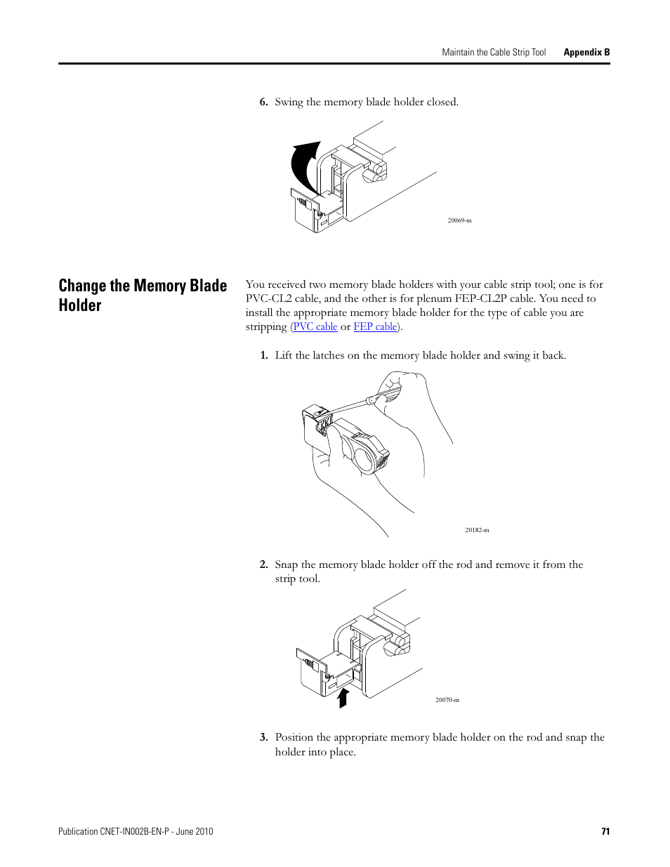 Change the memory blade holder | Rockwell Automation 1786-series ControlNet Coax Media Planning and Installation Guide User Manual | Page 71 / 80