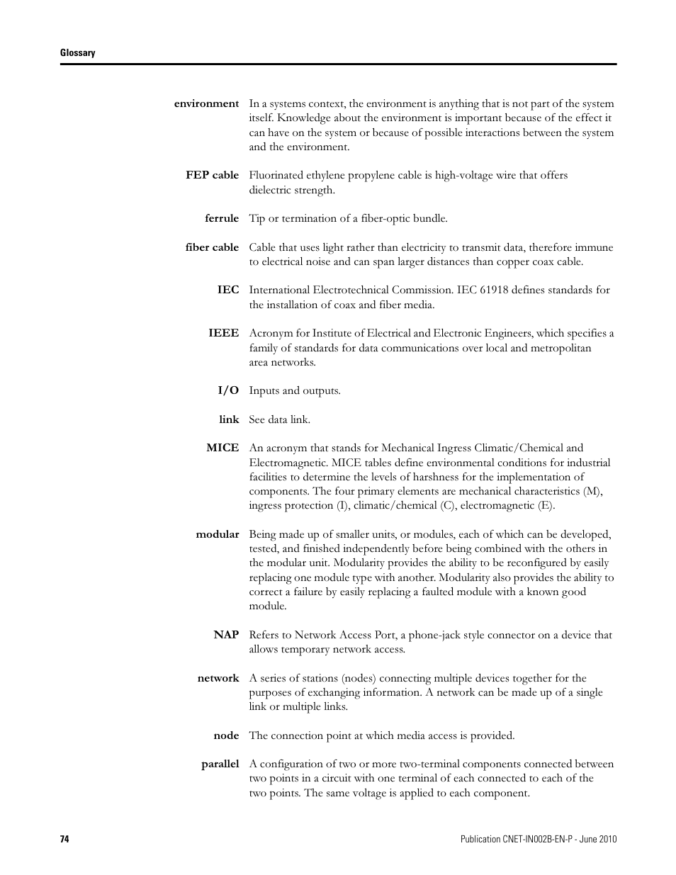 Mice, Parallel, Fep cable | Ferrule | Rockwell Automation 1786-series ControlNet Coax Media Planning and Installation Guide User Manual | Page 74 / 80