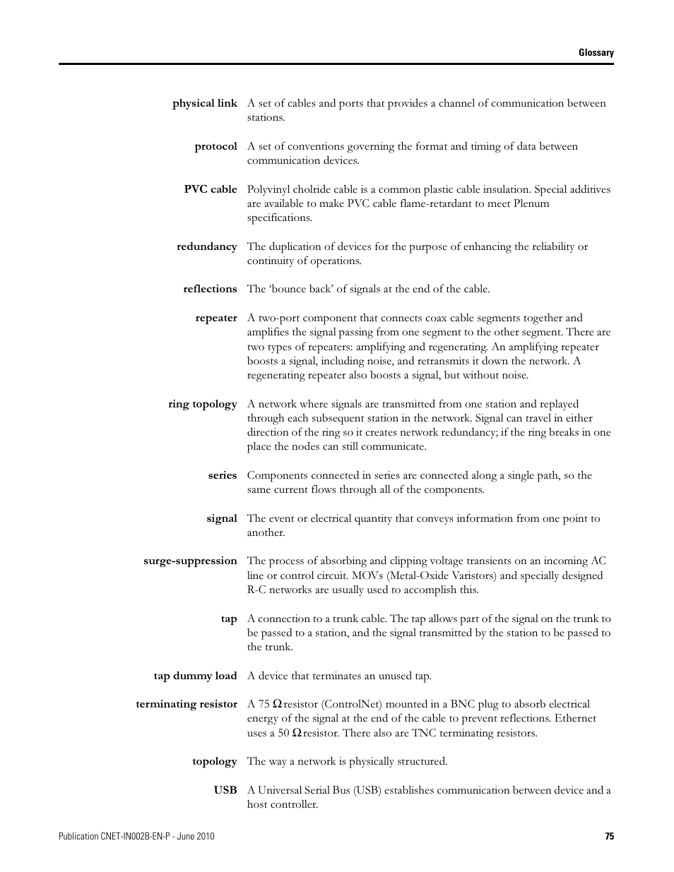 Repeater, Series, Redundancy | Media redu, Pvc cable, Topology | Rockwell Automation 1786-series ControlNet Coax Media Planning and Installation Guide User Manual | Page 75 / 80