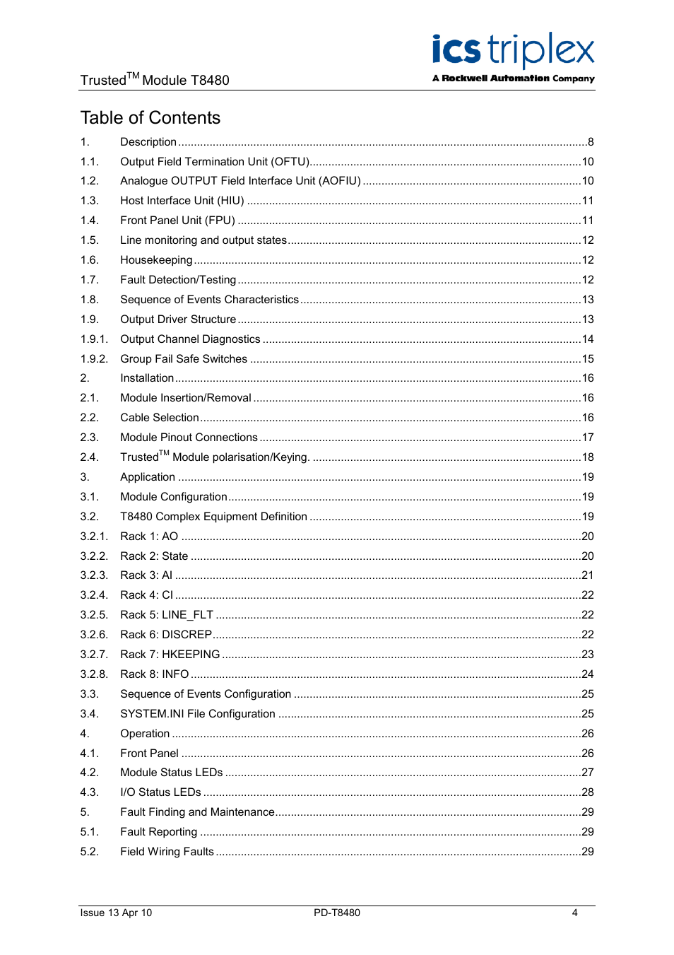 Rockwell Automation T8480 Trusted TMR Analogue Output Module - 40 Channel User Manual | Page 4 / 34