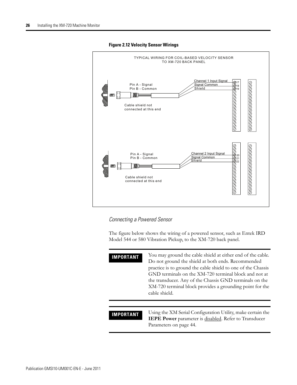 Connecting a powered sensor | Rockwell Automation 1440-PK02-05M2 XM-720 Machine Monitor User Manual | Page 26 / 68