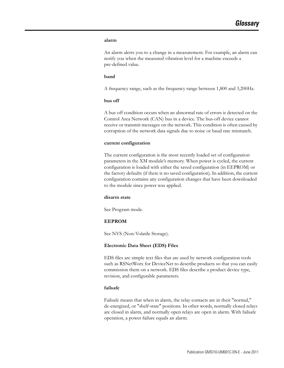 Glossary | Rockwell Automation 1440-PK02-05M2 XM-720 Machine Monitor User Manual | Page 59 / 68