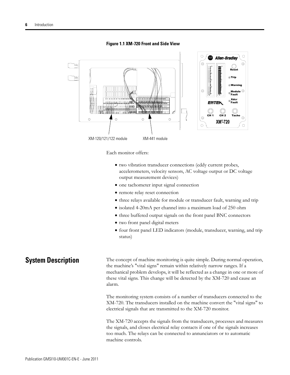 System description | Rockwell Automation 1440-PK02-05M2 XM-720 Machine Monitor User Manual | Page 6 / 68