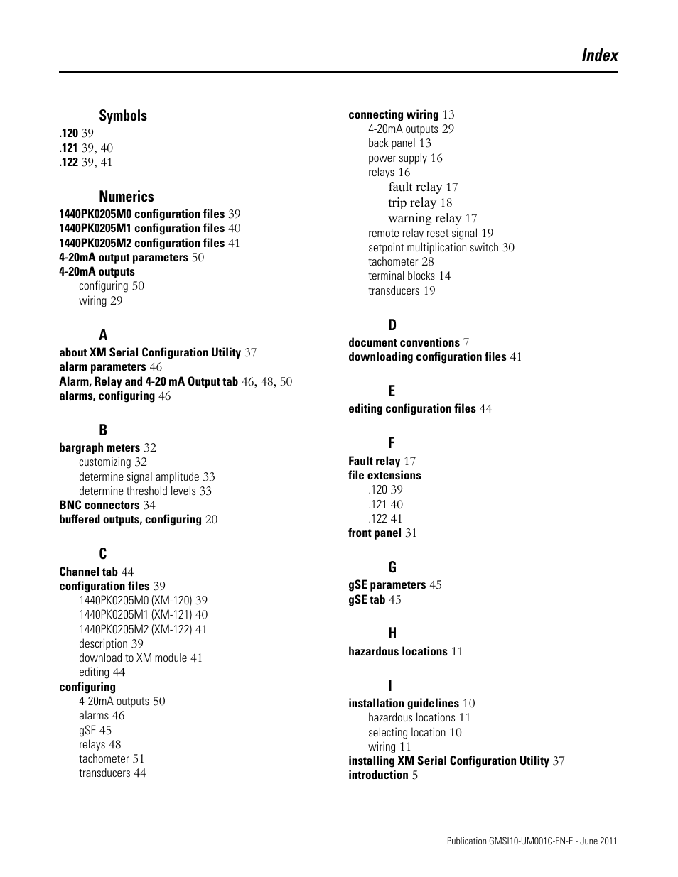 Index | Rockwell Automation 1440-PK02-05M2 XM-720 Machine Monitor User Manual | Page 63 / 68