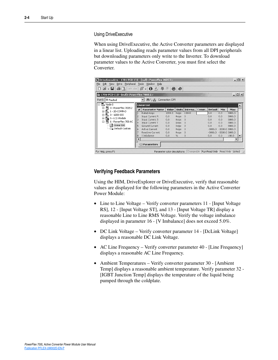 Verifying feedback parameters, Verifying feedback parameters -4 | Rockwell Automation 20L, LPM20 PowerFlex 700 Active Converter Power Module User Manual | Page 22 / 72