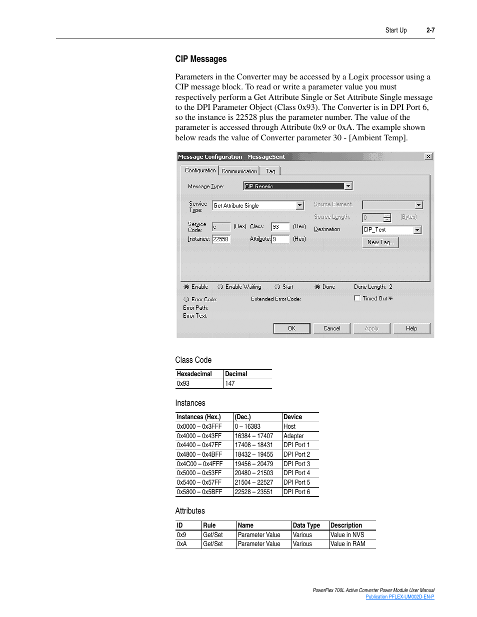 Cip messages, Cip messages -7 | Rockwell Automation 20L, LPM20 PowerFlex 700 Active Converter Power Module User Manual | Page 25 / 72