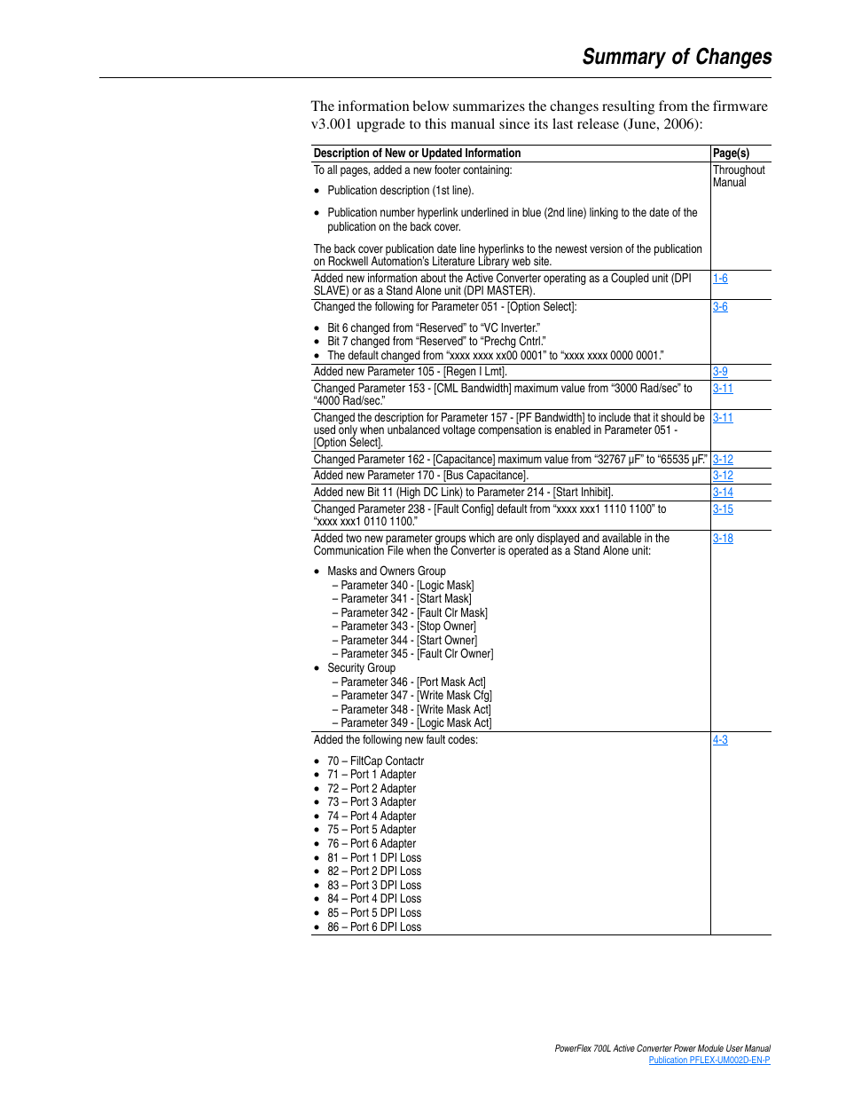 Summary of changes | Rockwell Automation 20L, LPM20 PowerFlex 700 Active Converter Power Module User Manual | Page 3 / 72