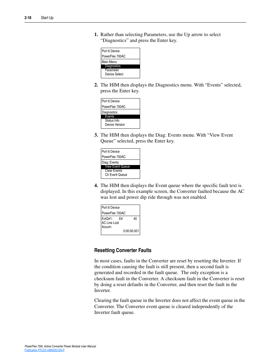 Resetting converter faults, Resetting converter faults -18 | Rockwell Automation 20L, LPM20 PowerFlex 700 Active Converter Power Module User Manual | Page 36 / 72