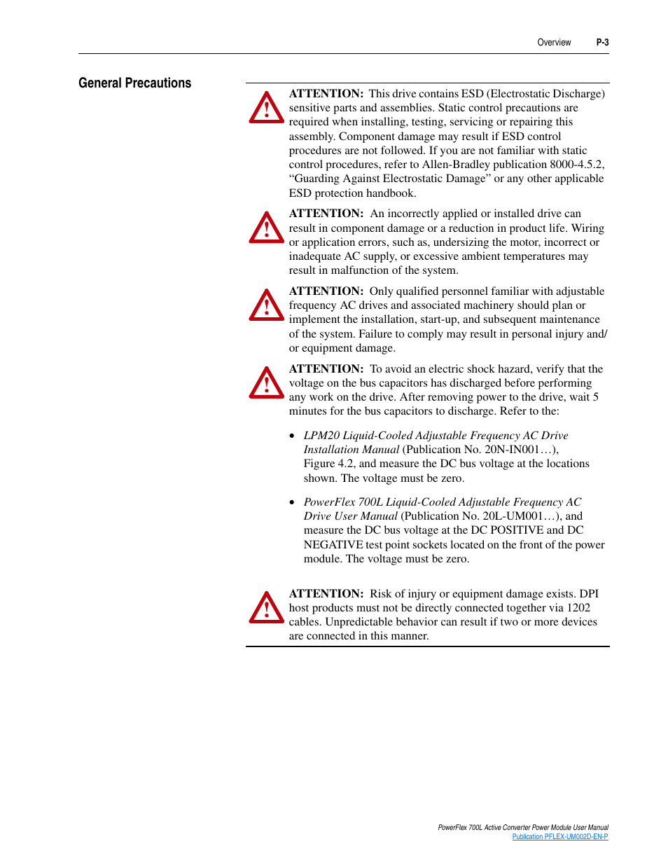 General precautions | Rockwell Automation 20L, LPM20 PowerFlex 700 Active Converter Power Module User Manual | Page 9 / 72