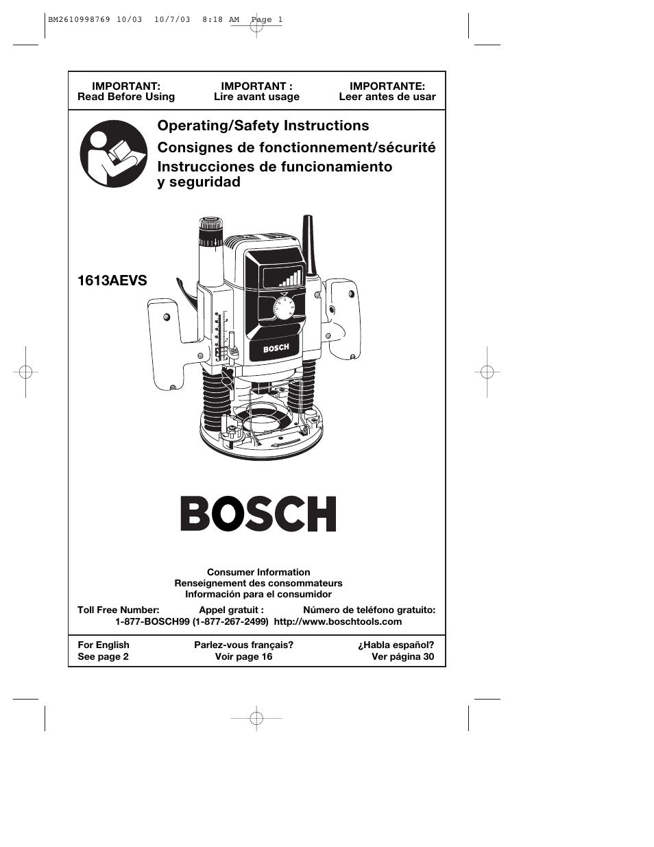Bosch 1613AEVS User Manual | 44 pages
