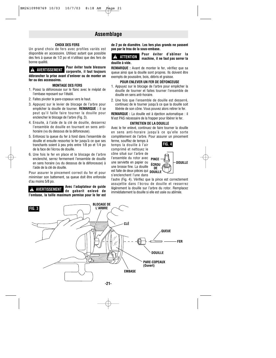 Assemblage | Bosch 1613AEVS User Manual | Page 21 / 44