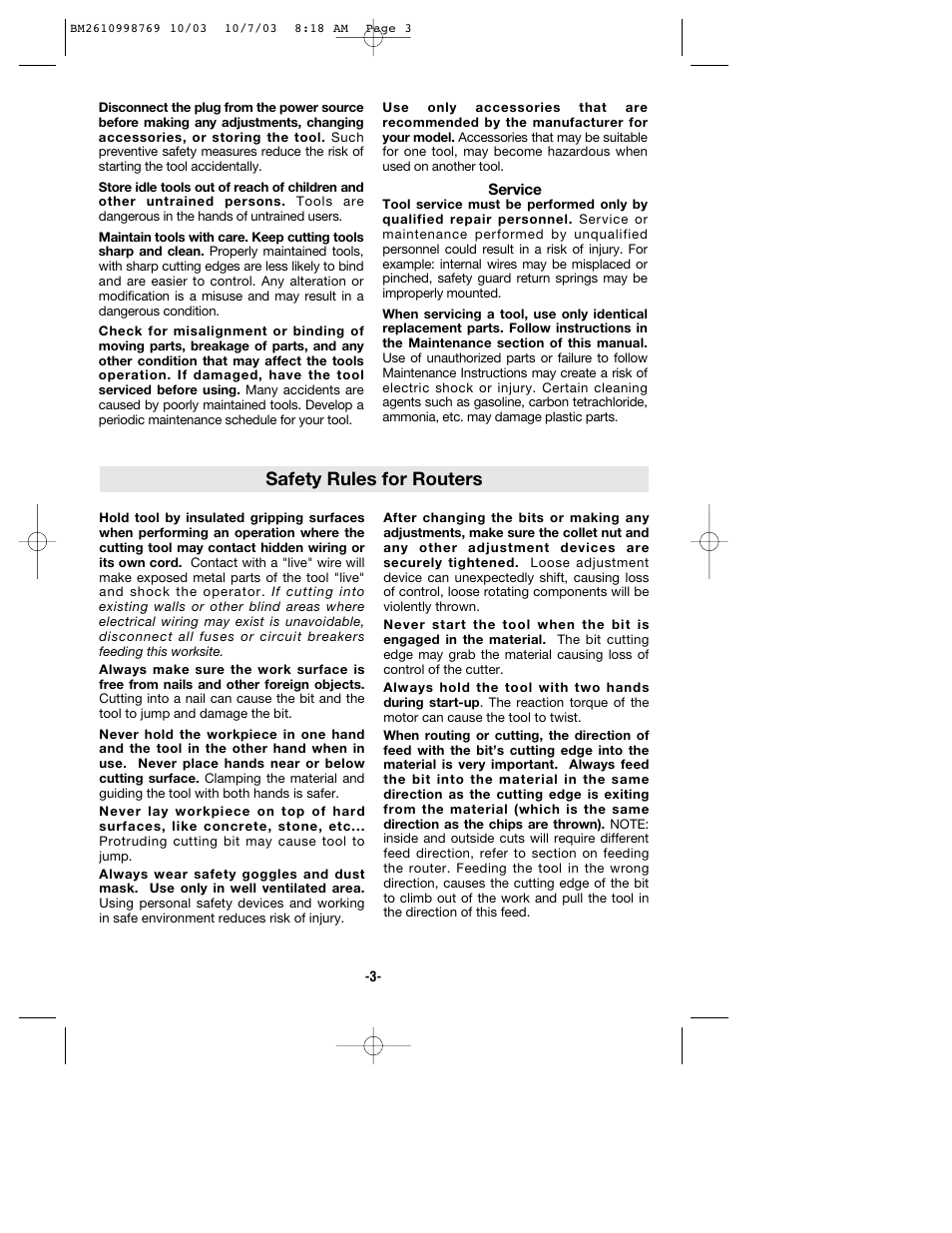 Safety rules for routers | Bosch 1613AEVS User Manual | Page 3 / 44