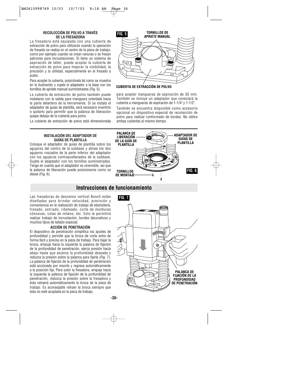Instrucciones de funcionamiento | Bosch 1613AEVS User Manual | Page 36 / 44