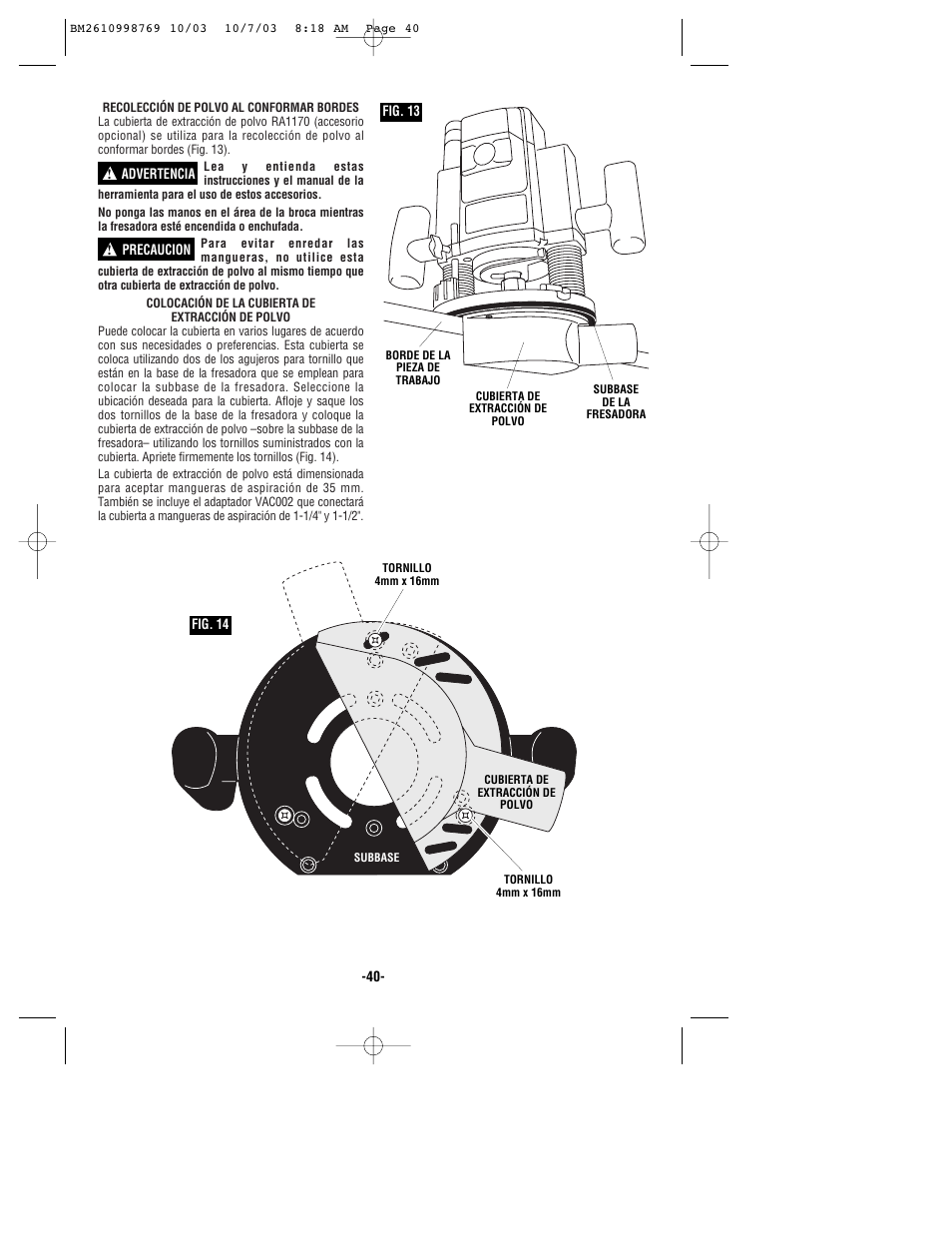 Bosch 1613AEVS User Manual | Page 40 / 44