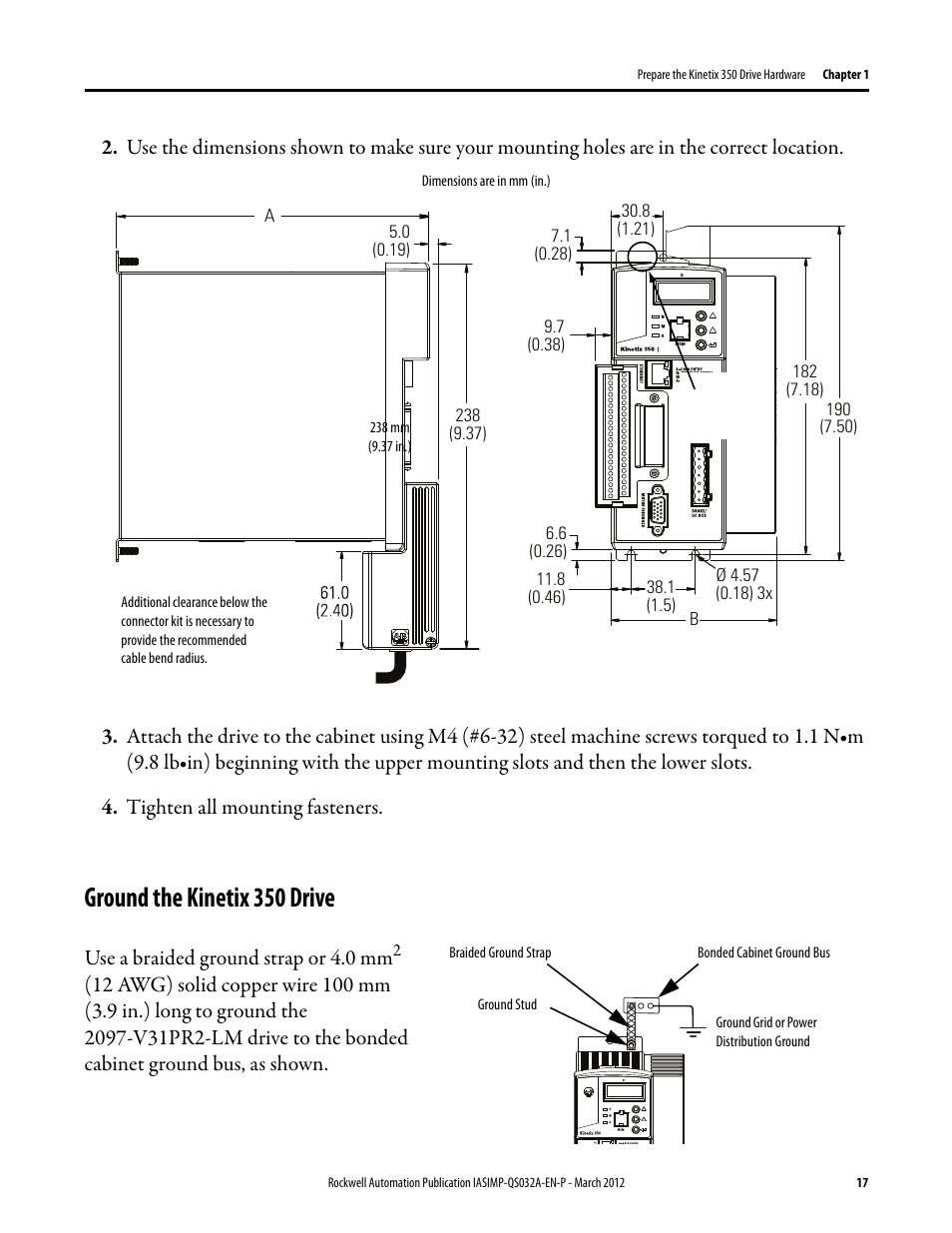 Ground the kinetix 350 drive, Ground the, Kinetix 350 drive | Rockwell Automation Logix5000 Control System: Connect Kinetix 350 Drives over an EtherNet/IP Network Quick Start User Manual | Page 17 / 52