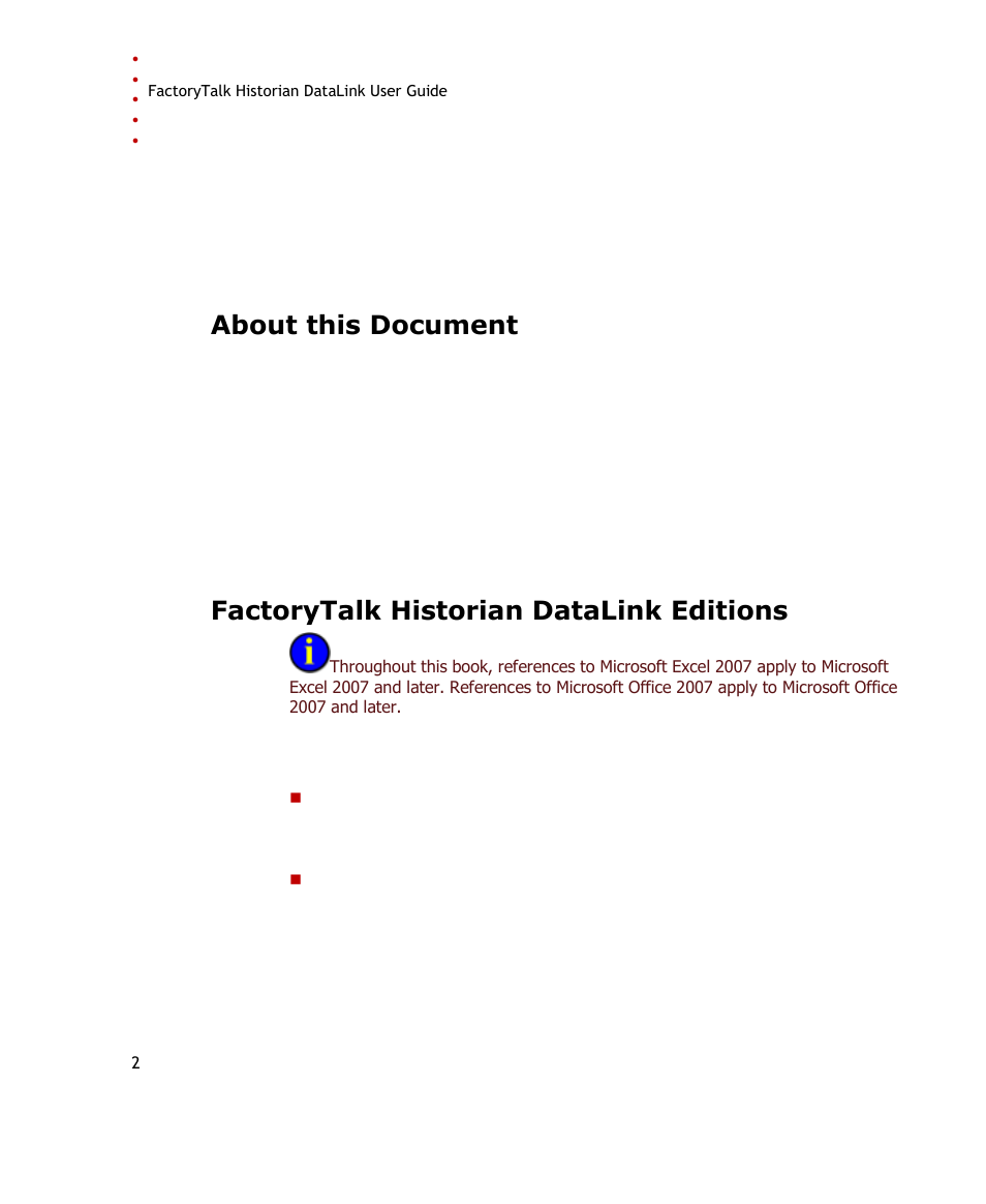 About this document, Factorytalk historian datalink editions | Rockwell Automation FactoryTalk Historian SE DataLink 4.2 User Guide User Manual | Page 10 / 164