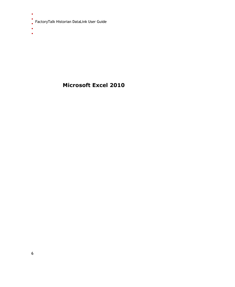 Microsoft excel 2010 | Rockwell Automation FactoryTalk Historian SE DataLink 4.2 User Guide User Manual | Page 14 / 164