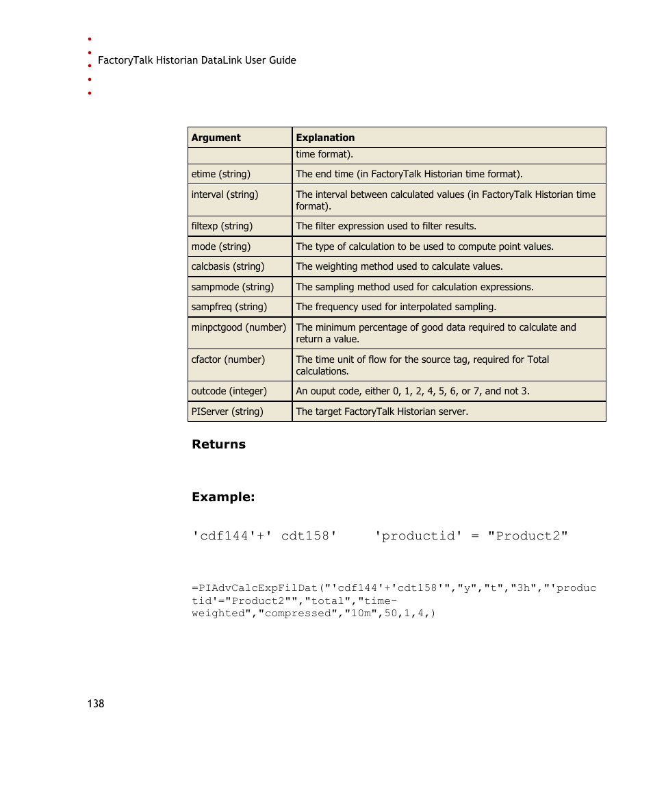 Rockwell Automation FactoryTalk Historian SE DataLink 4.2 User Guide User Manual | Page 146 / 164