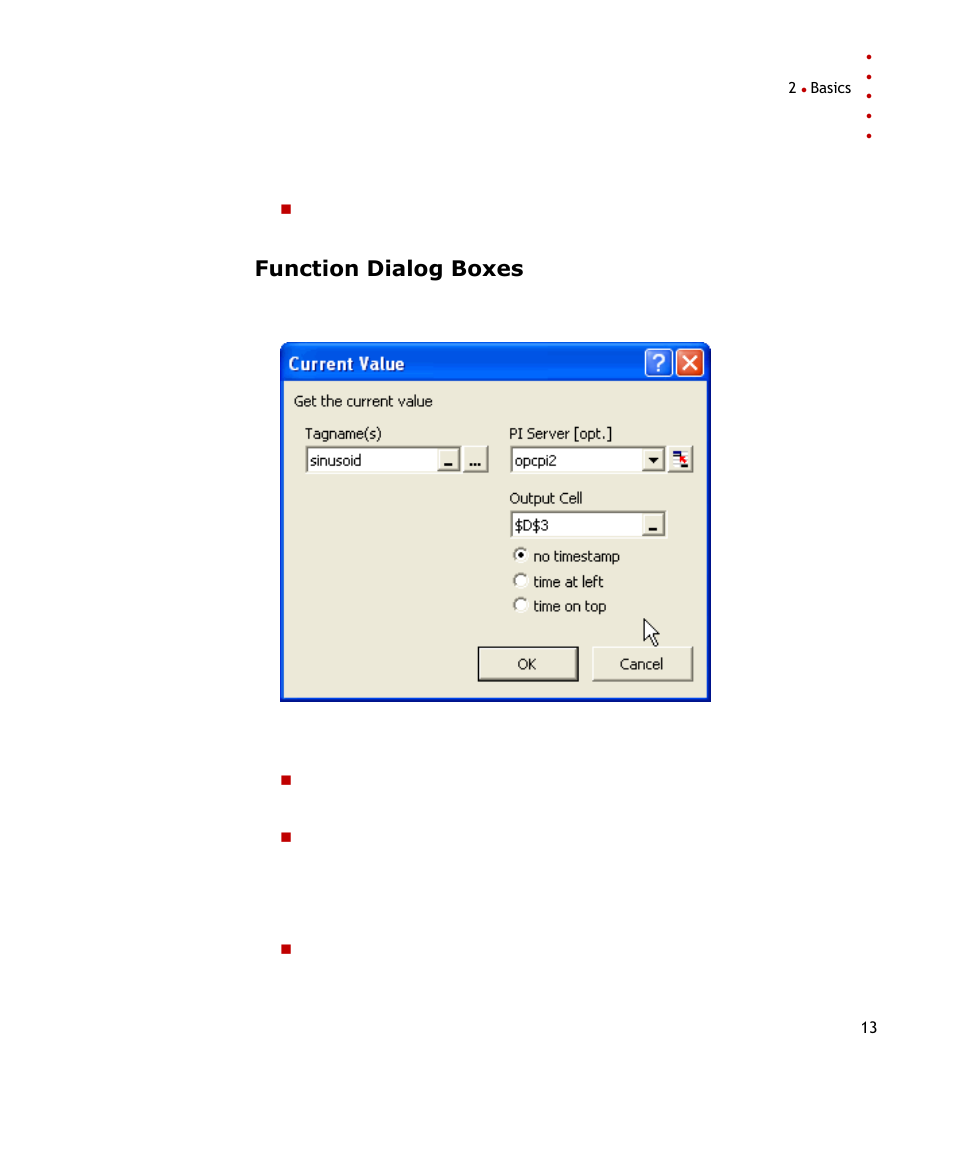 Function dialog boxes | Rockwell Automation FactoryTalk Historian SE DataLink 4.2 User Guide User Manual | Page 21 / 164
