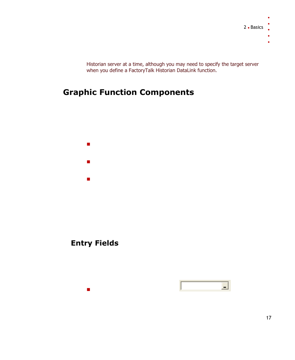 Graphic function components, Entry fields | Rockwell Automation FactoryTalk Historian SE DataLink 4.2 User Guide User Manual | Page 25 / 164