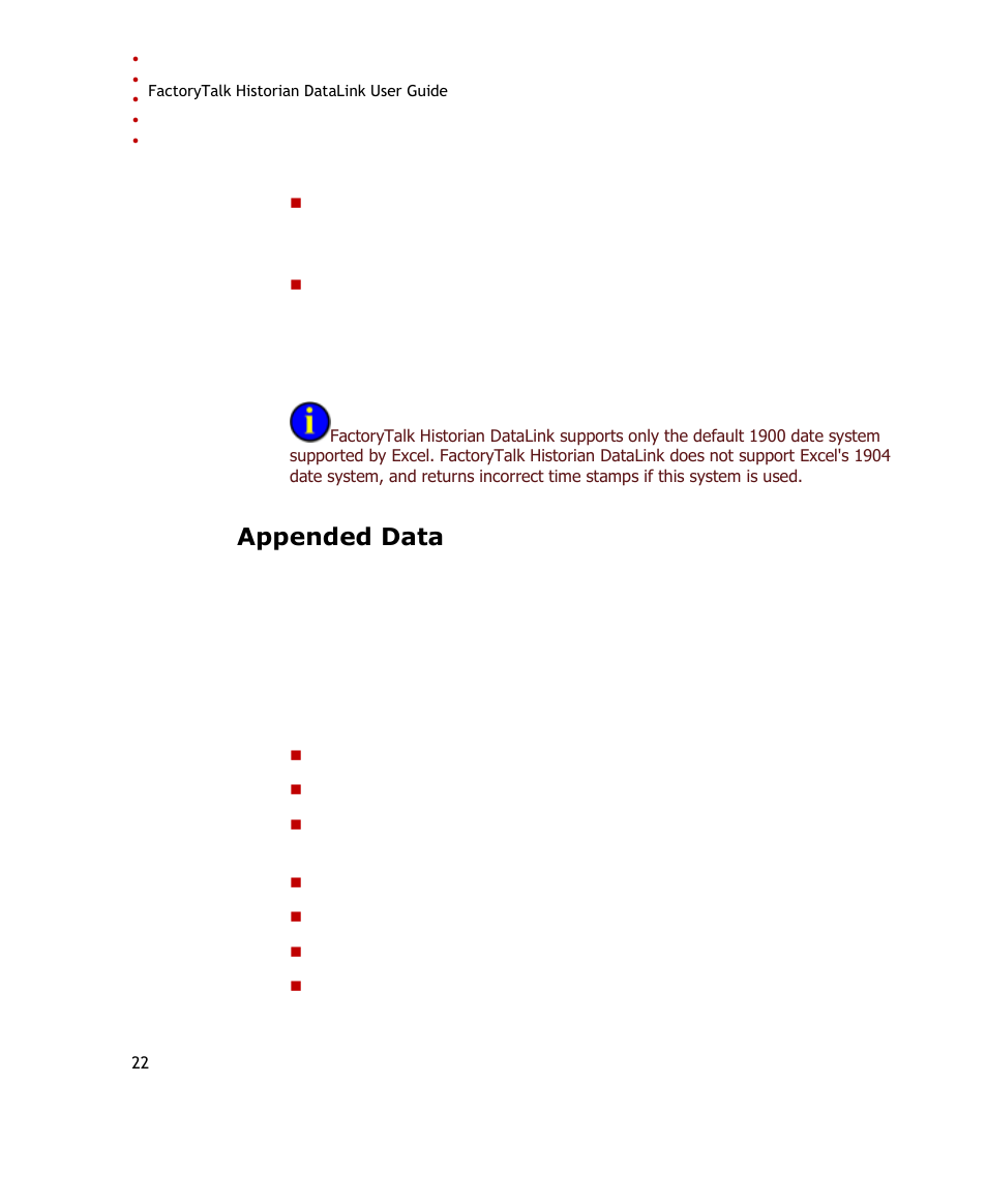 Appended data | Rockwell Automation FactoryTalk Historian SE DataLink 4.2 User Guide User Manual | Page 30 / 164