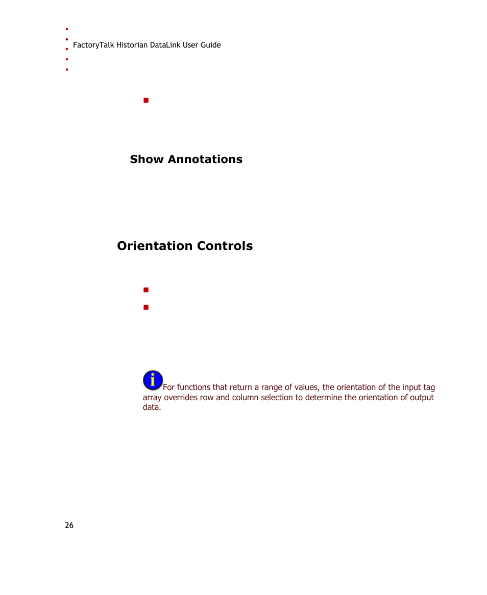 Show annotations, Orientation controls | Rockwell Automation FactoryTalk Historian SE DataLink 4.2 User Guide User Manual | Page 34 / 164