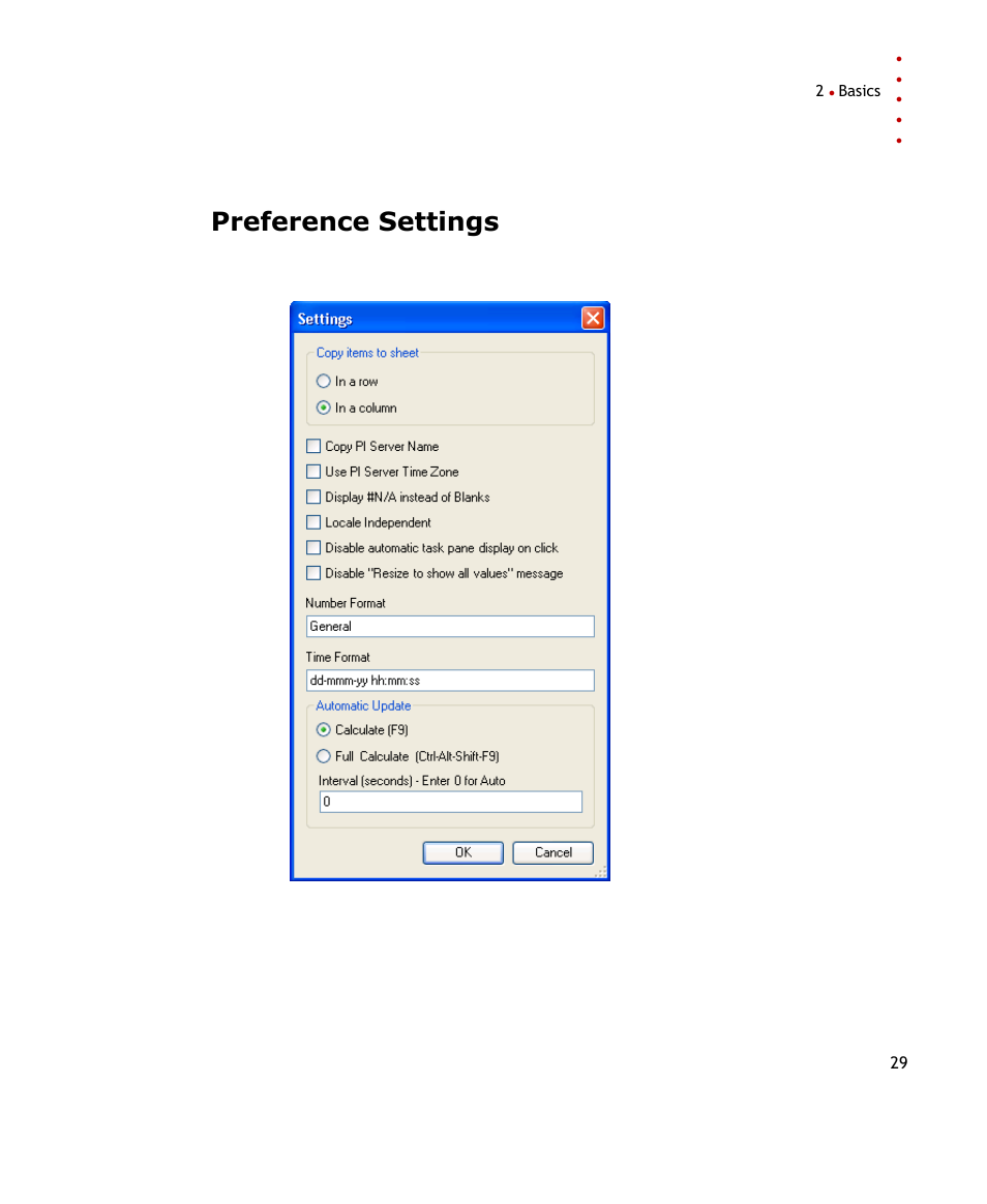 Preference settings | Rockwell Automation FactoryTalk Historian SE DataLink 4.2 User Guide User Manual | Page 37 / 164