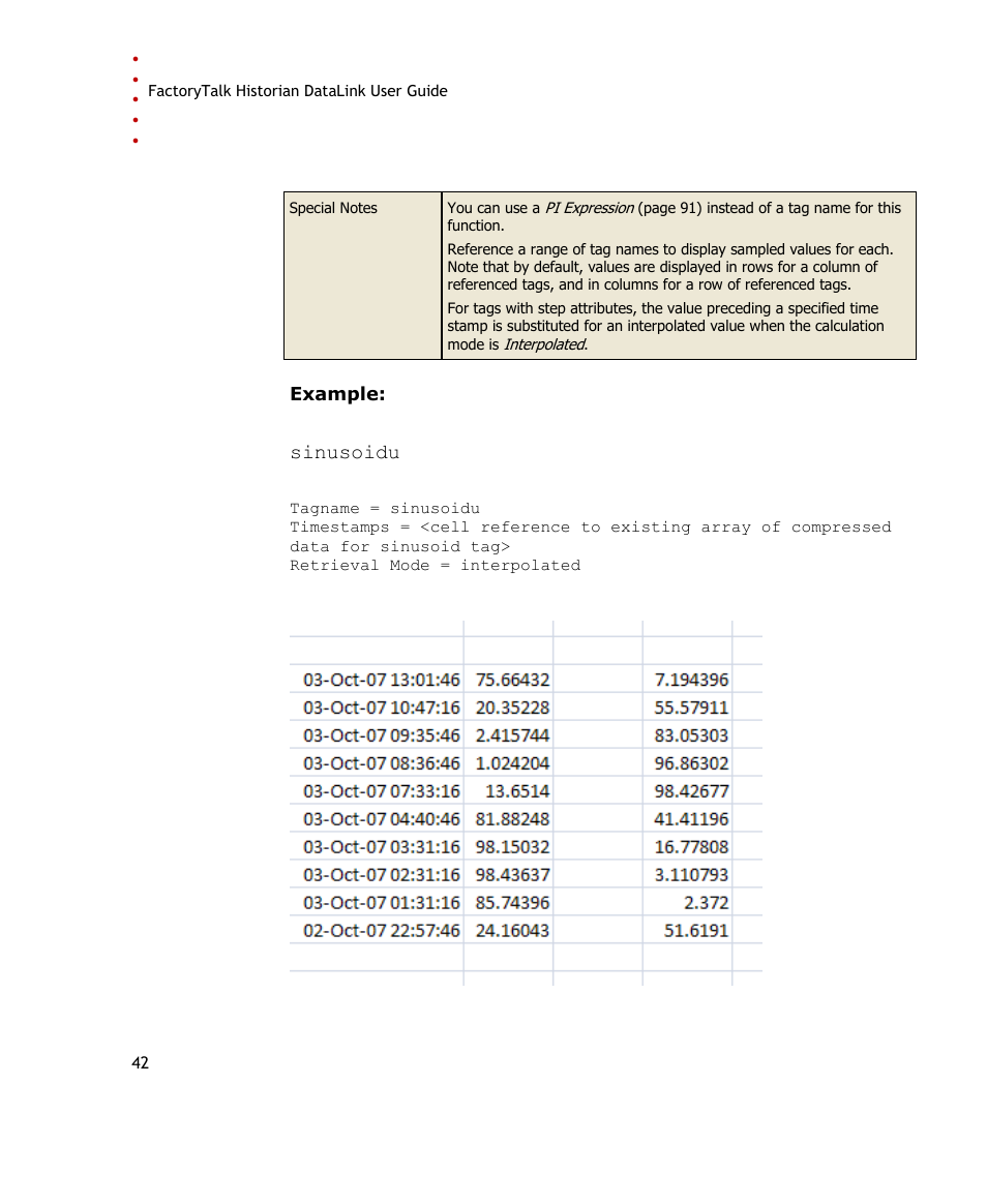 The resulting function array appears as | Rockwell Automation FactoryTalk Historian SE DataLink 4.2 User Guide User Manual | Page 50 / 164