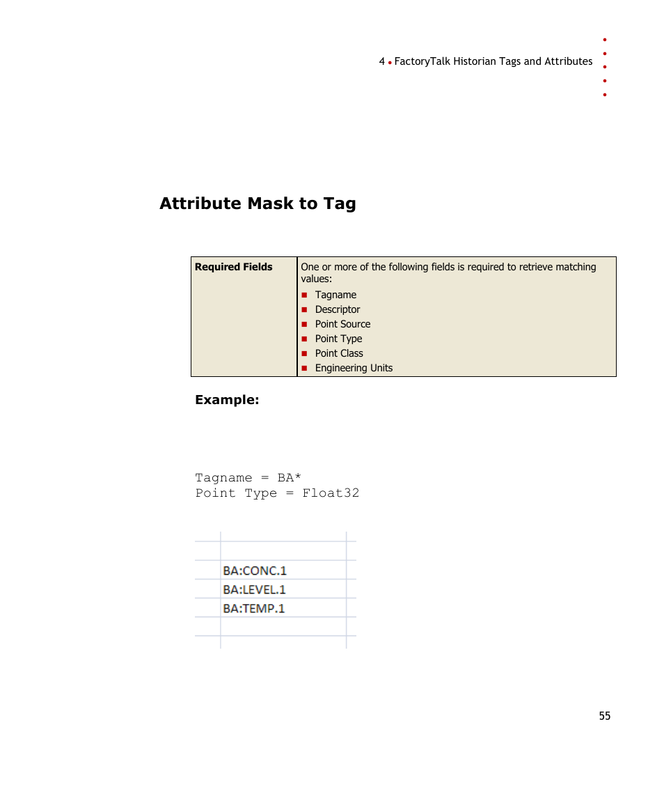 Attribute mask to tag | Rockwell Automation FactoryTalk Historian SE DataLink 4.2 User Guide User Manual | Page 63 / 164