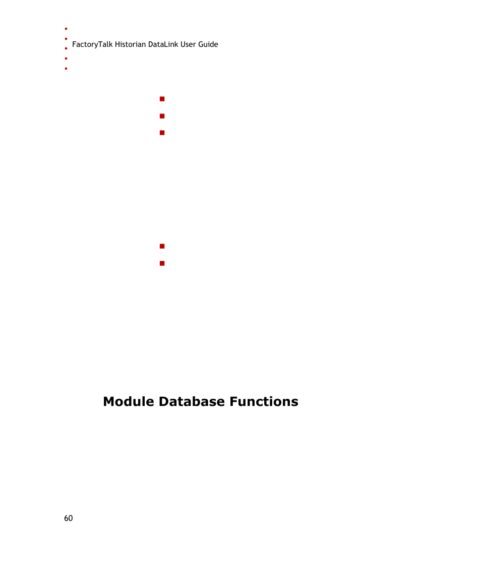 Module database functions | Rockwell Automation FactoryTalk Historian SE DataLink 4.2 User Guide User Manual | Page 68 / 164