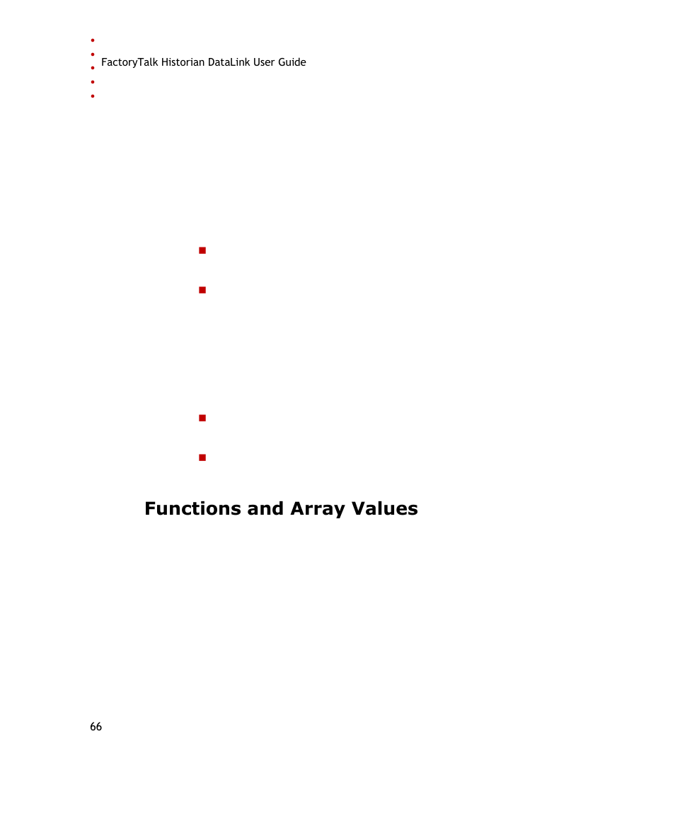 Functions and array values | Rockwell Automation FactoryTalk Historian SE DataLink 4.2 User Guide User Manual | Page 74 / 164