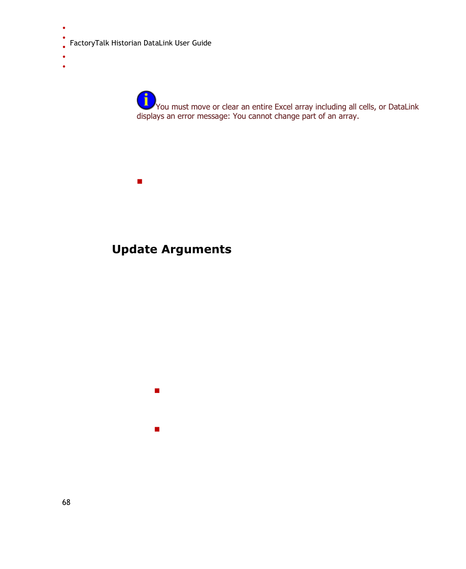 Update arguments | Rockwell Automation FactoryTalk Historian SE DataLink 4.2 User Guide User Manual | Page 76 / 164