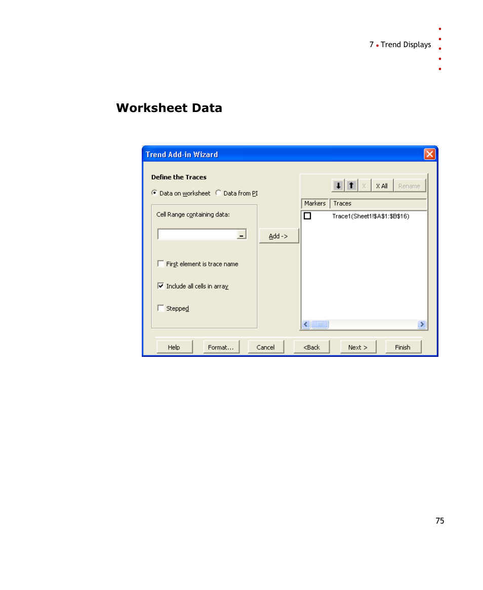 Worksheet data | Rockwell Automation FactoryTalk Historian SE DataLink 4.2 User Guide User Manual | Page 83 / 164