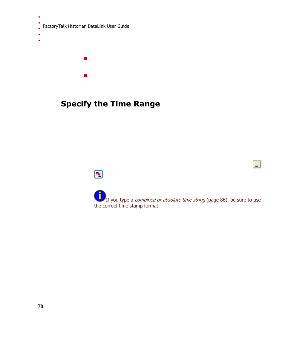 Specify the time range | Rockwell Automation FactoryTalk Historian SE DataLink 4.2 User Guide User Manual | Page 86 / 164