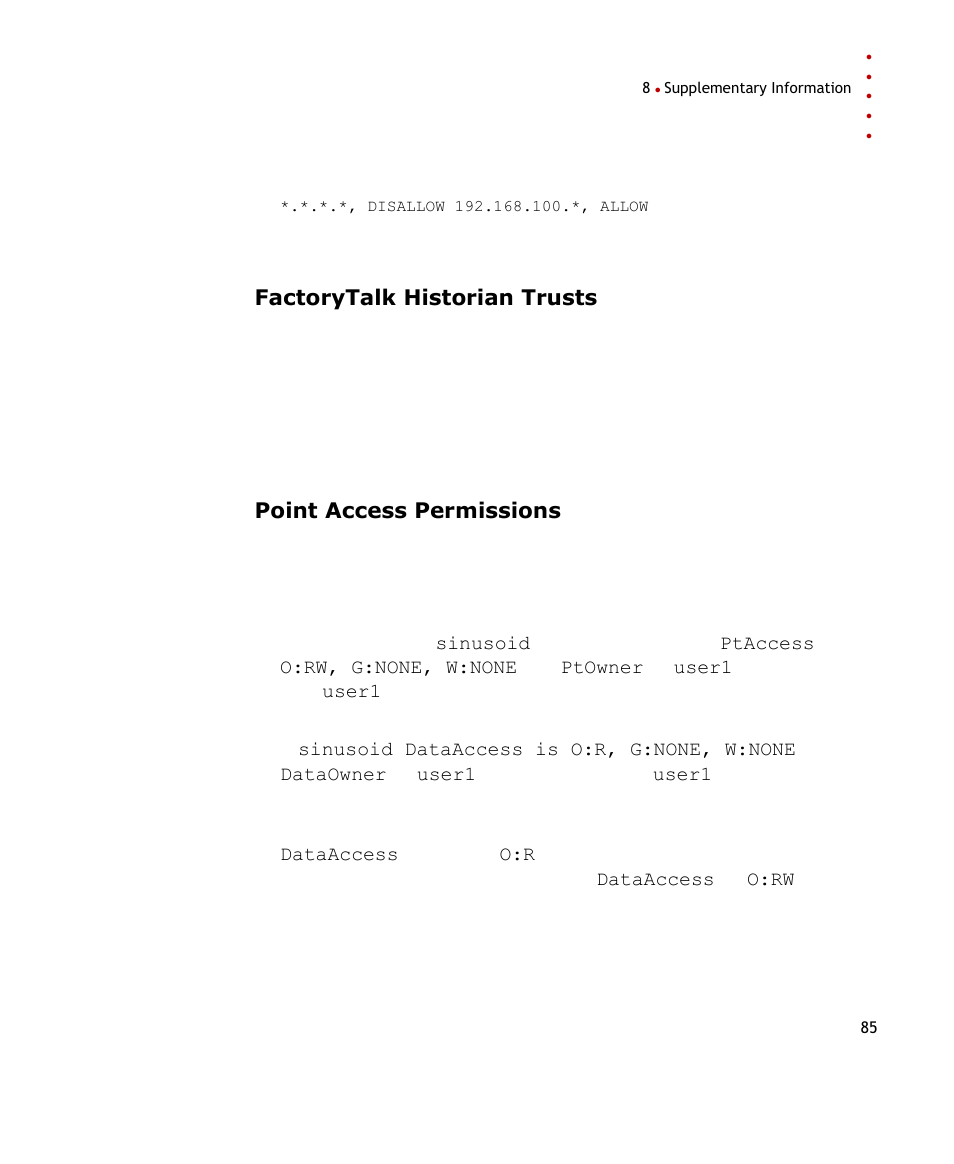 Factorytalk historian trusts, Point access permissions | Rockwell Automation FactoryTalk Historian SE DataLink 4.2 User Guide User Manual | Page 93 / 164