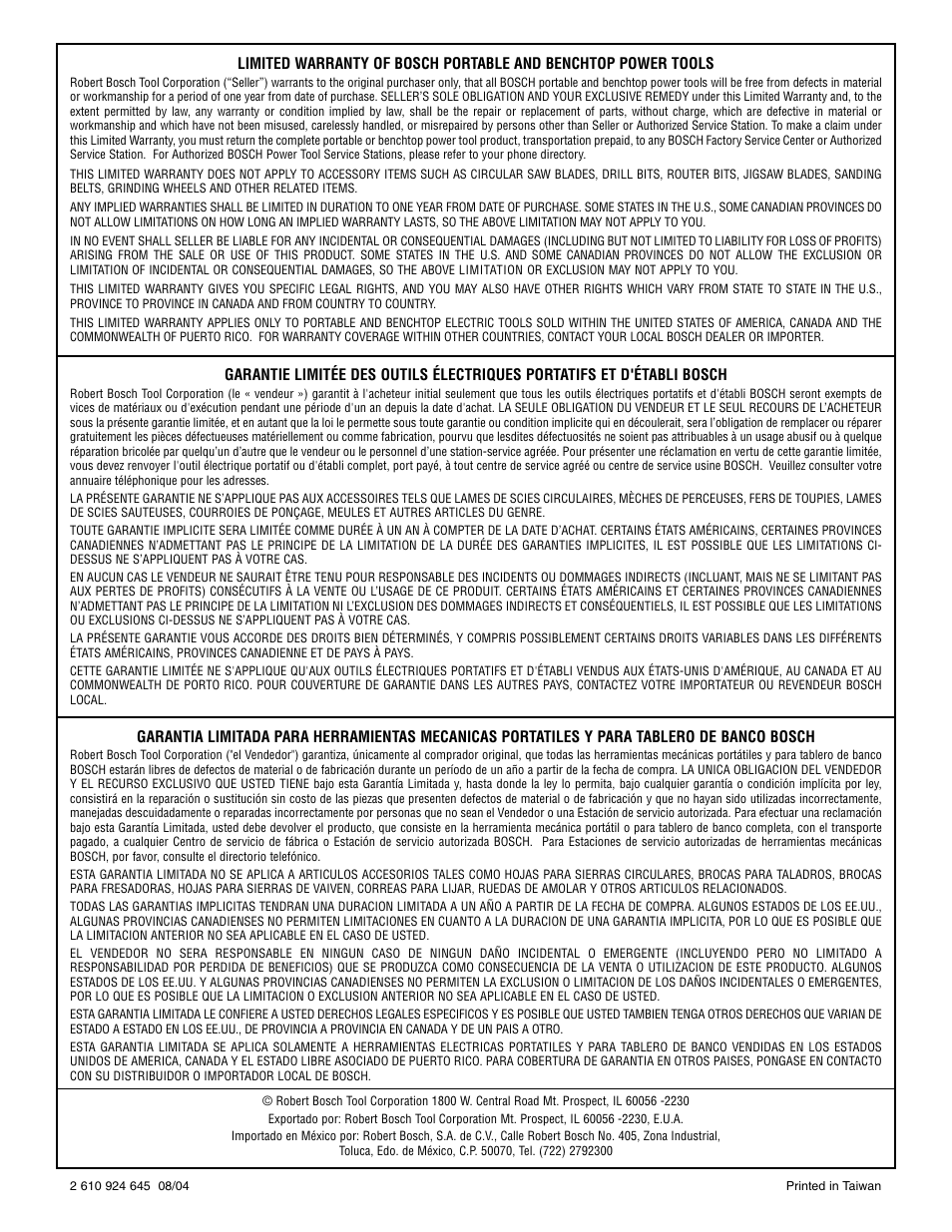 Bosch 4212L User Manual | Page 112 / 112