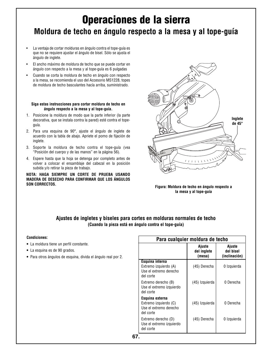 Operaciones de la sierra | Bosch 4212L User Manual | Page 67 / 112