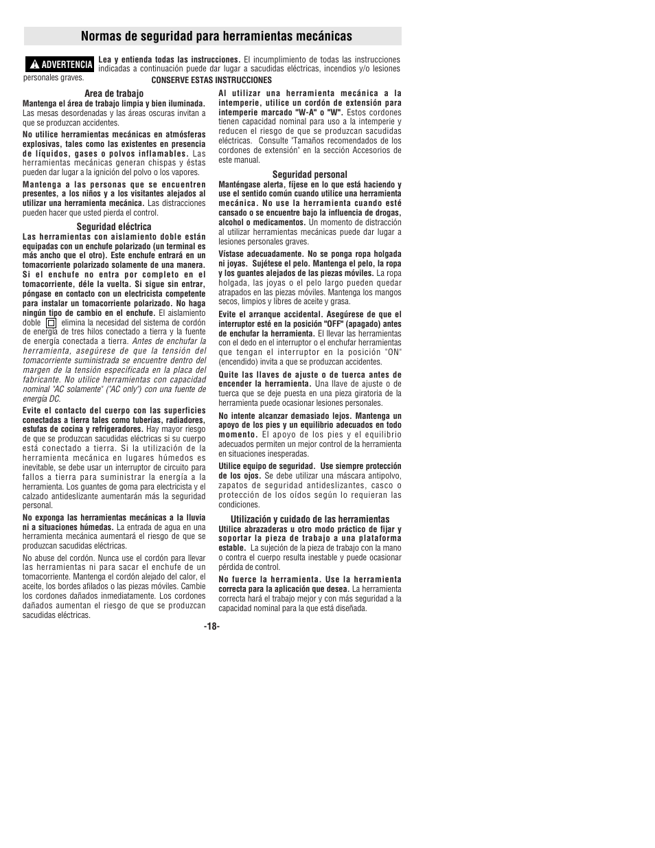 Normas de seguridad para herramientas mecánicas | Bosch 1294VSK User Manual | Page 18 / 28