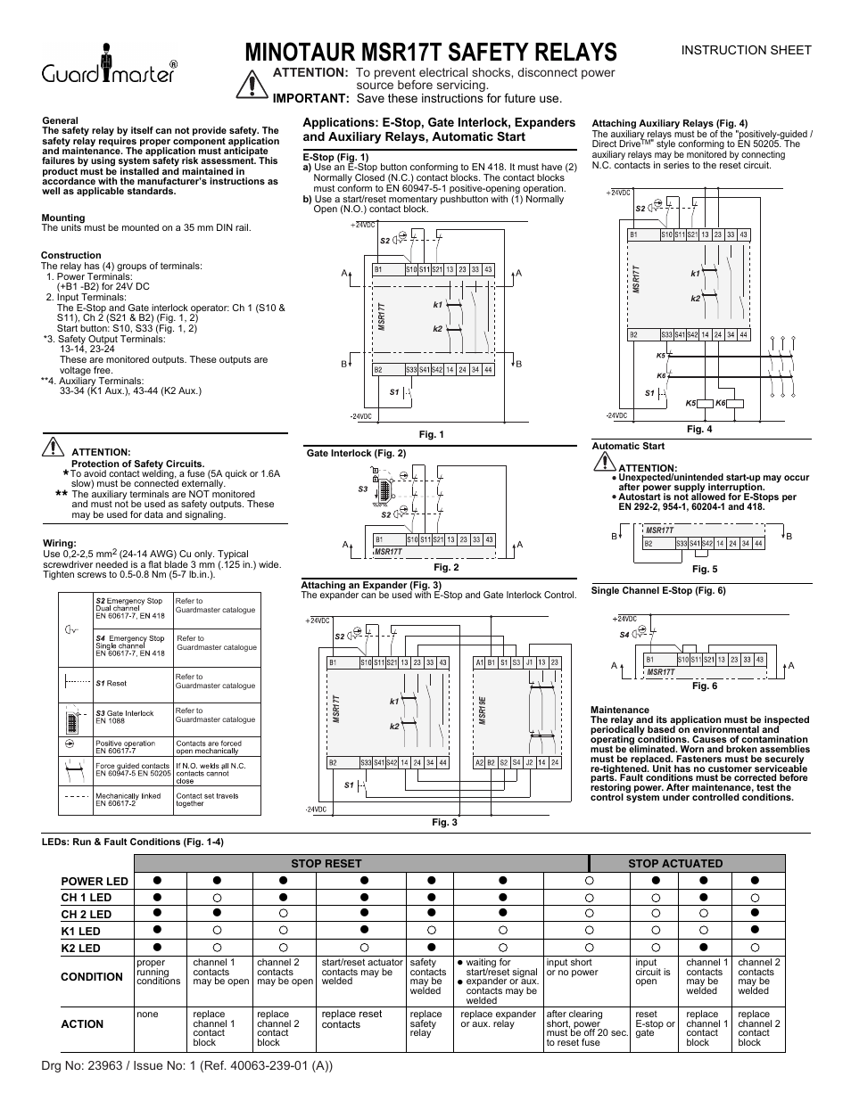 Rockwell Automation 440R MSR17T Minotaur Safety Relay User Manual | 1 page
