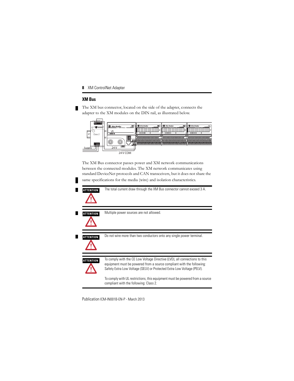 Xm bus, 8 xm controlnet adapter publication | Rockwell Automation 1440-ACNR XM ControlNet Adapter User Manual | Page 8 / 24