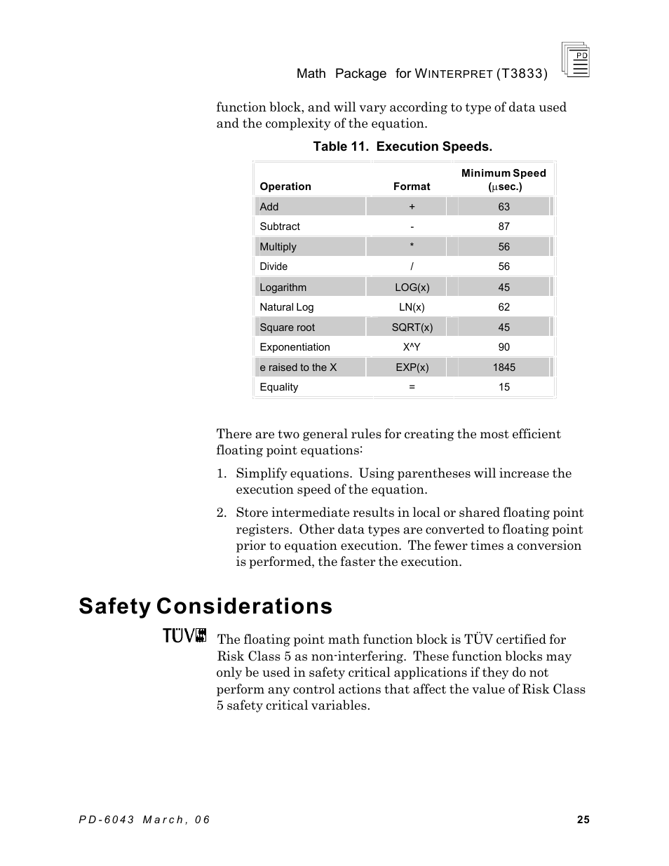 Safety considerations | Rockwell Automation T3833 ICS Regent Math Package for Winterpret User Manual | Page 25 / 26