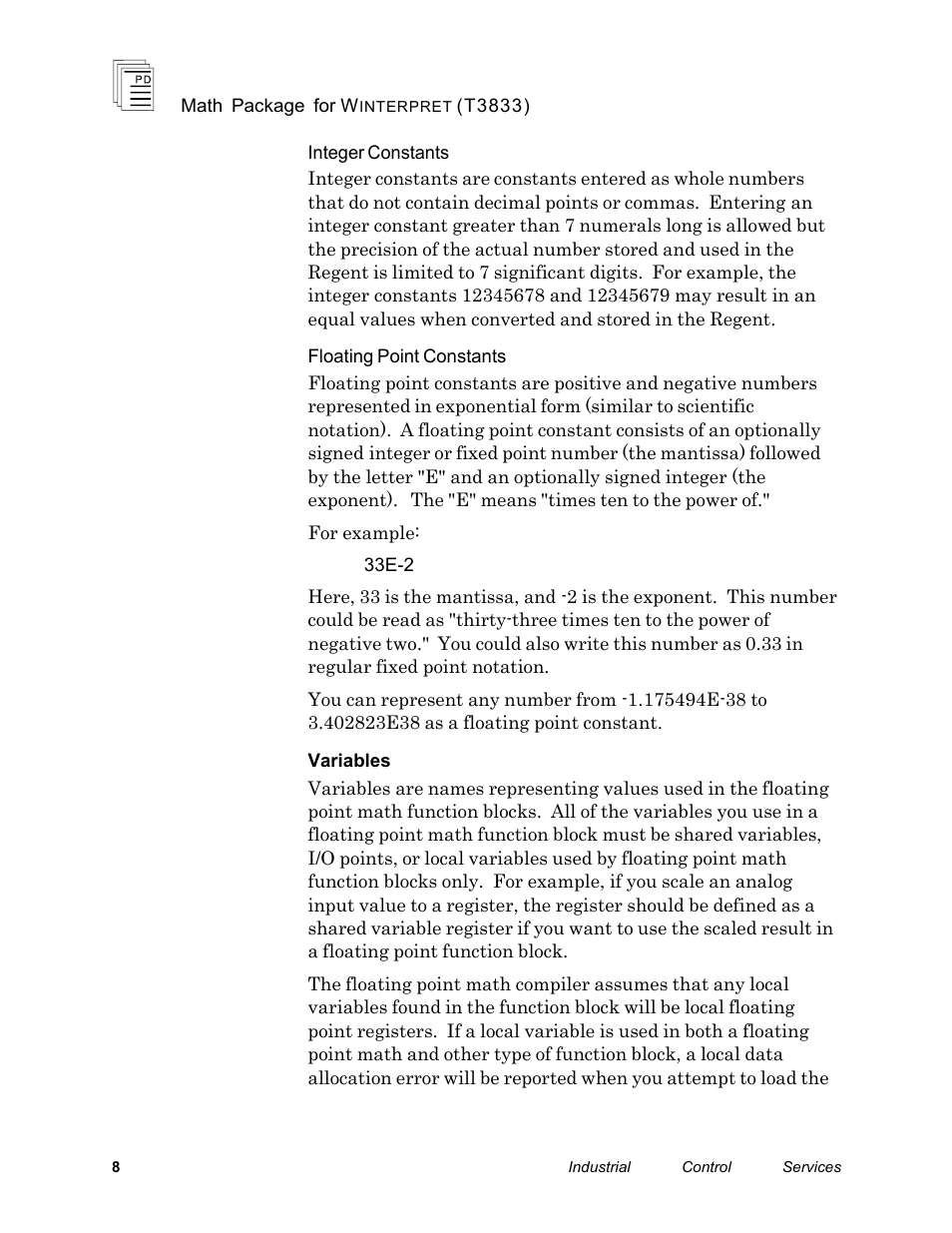 Rockwell Automation T3833 ICS Regent Math Package for Winterpret User Manual | Page 8 / 26