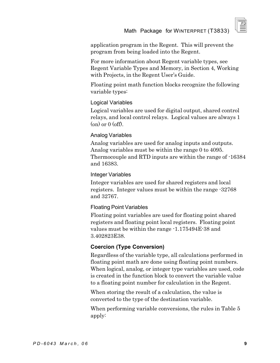 Rockwell Automation T3833 ICS Regent Math Package for Winterpret User Manual | Page 9 / 26