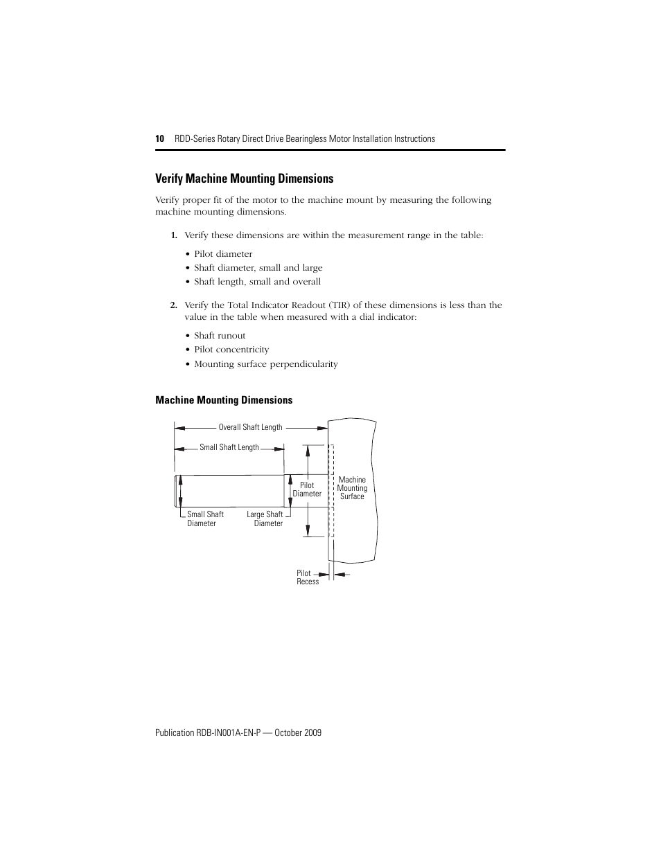 Verify machine mounting dimensions | Rockwell Automation RDD-B2153 Rotary Direct Drive Bearingless Motors User Manual | Page 10 / 24