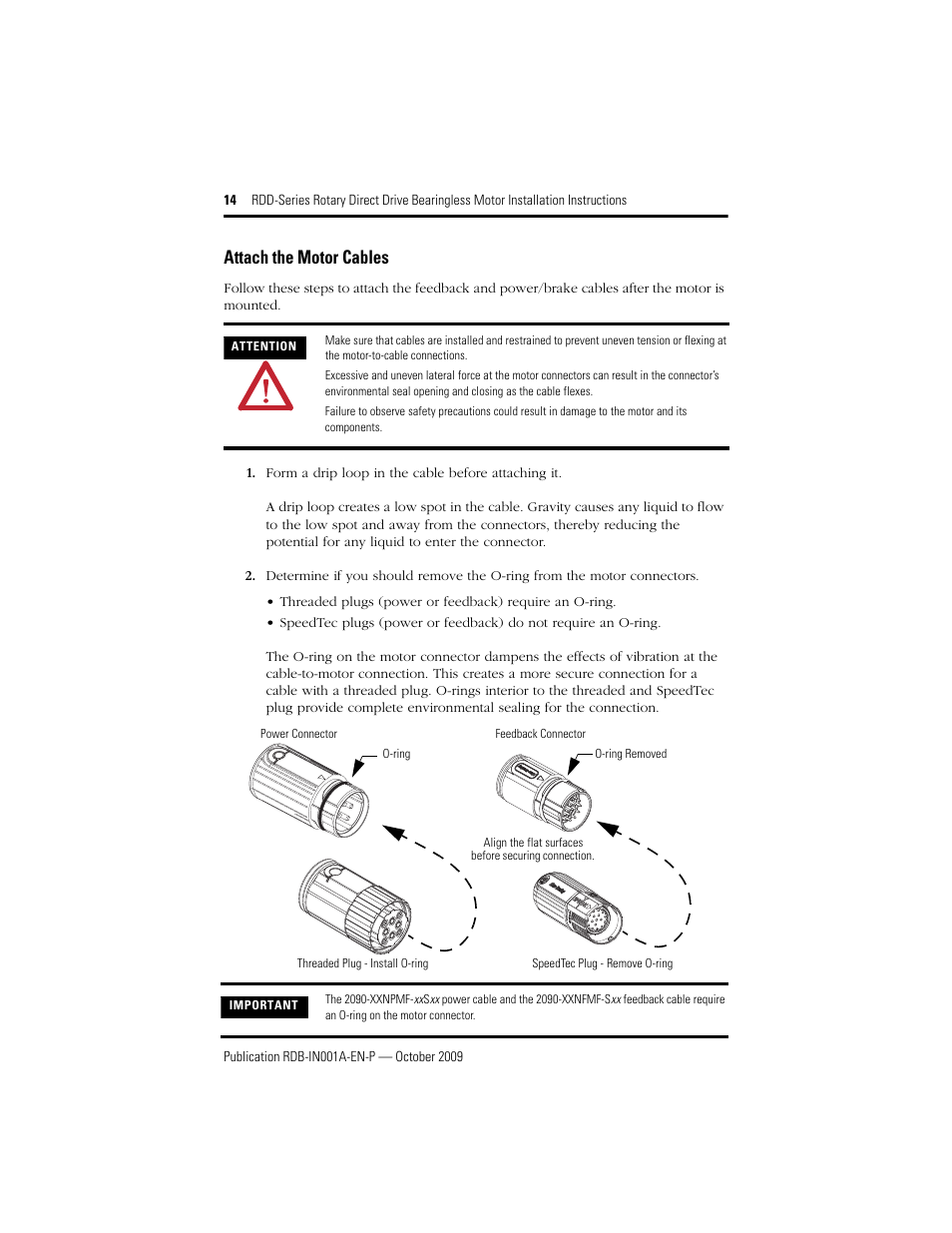 Attach the motor cables | Rockwell Automation RDD-B2153 Rotary Direct Drive Bearingless Motors User Manual | Page 14 / 24