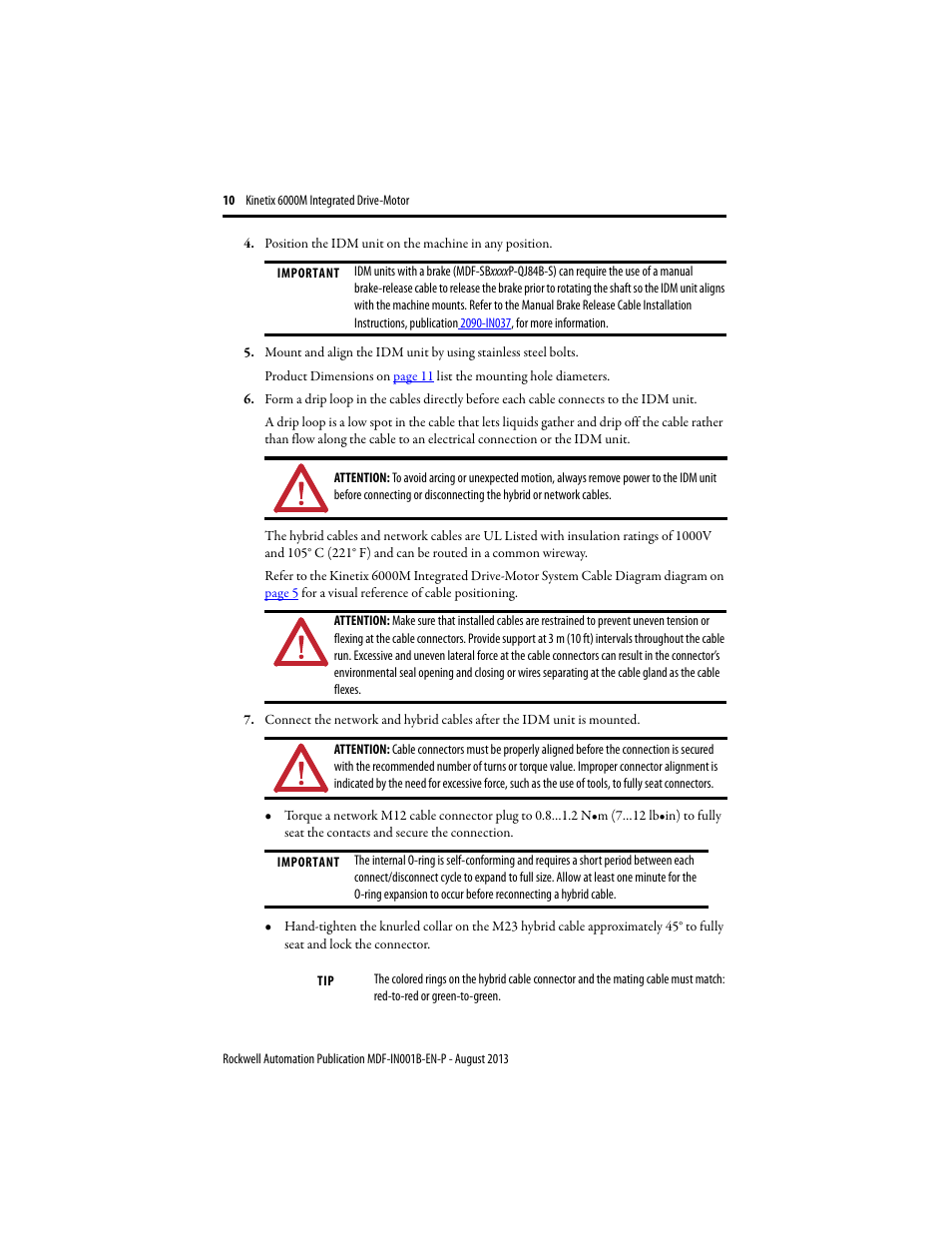 Rockwell Automation MDF-SBxxxx Kinetix 6000M Integrated Drive Motor Installation Instructions User Manual | Page 10 / 24