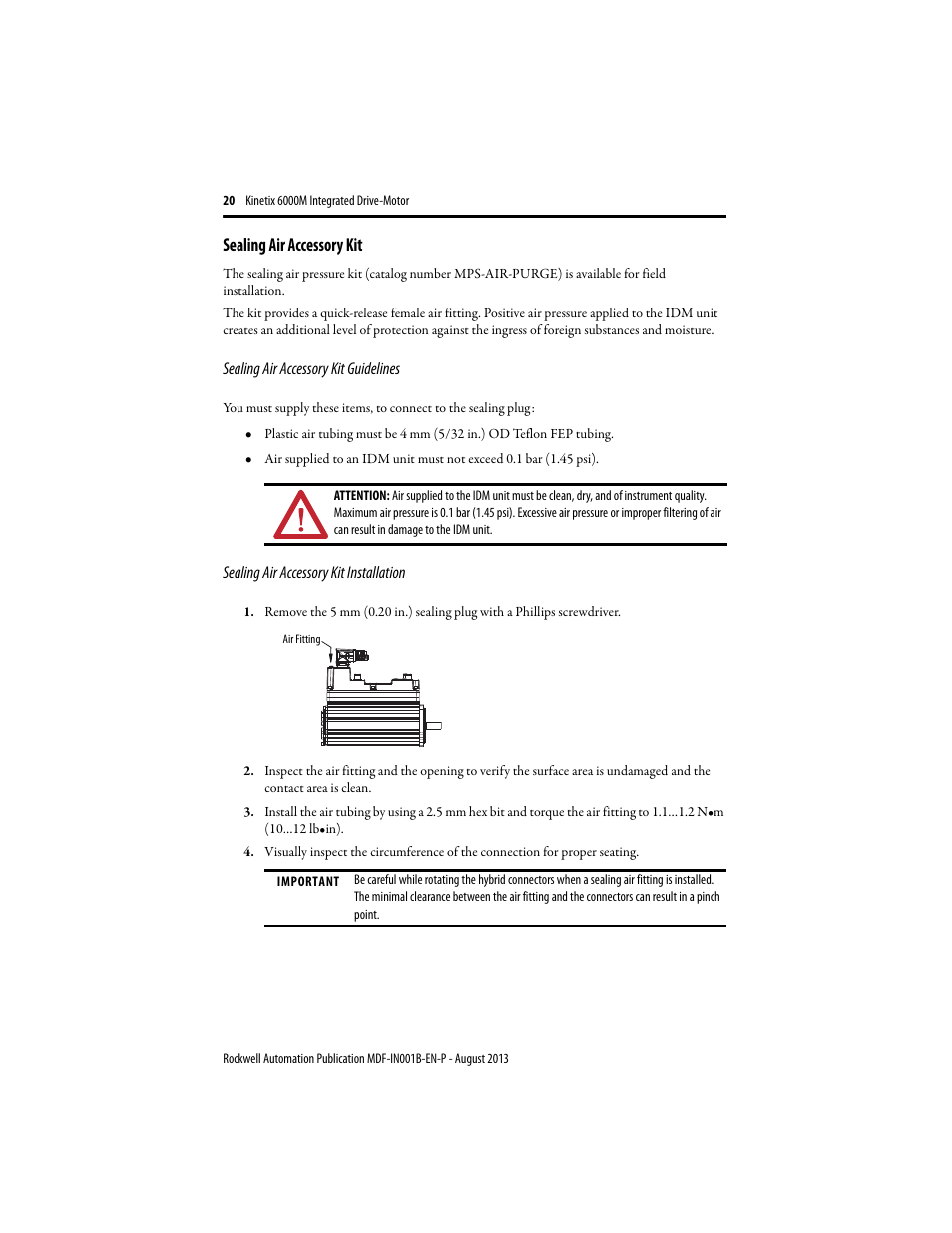 Sealing air accessory kit | Rockwell Automation MDF-SBxxxx Kinetix 6000M Integrated Drive Motor Installation Instructions User Manual | Page 20 / 24