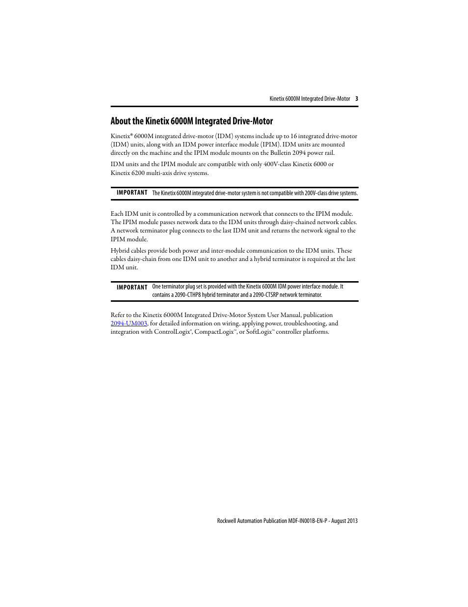 About the kinetix 6000m integrated drive-motor | Rockwell Automation MDF-SBxxxx Kinetix 6000M Integrated Drive Motor Installation Instructions User Manual | Page 3 / 24